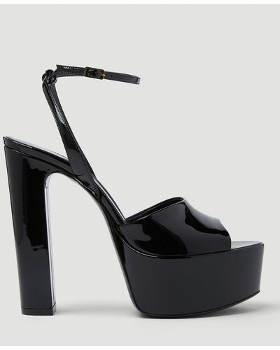 Saint Laurent Jodie Peep Toe Platform Heels - Black