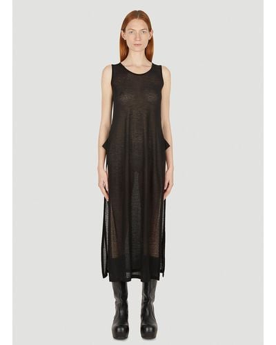 Yohji Yamamoto Voile Sleeveless Split Dress - Black