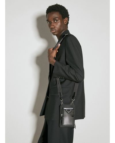 Prada Re-nylon And Brushed Leather Smartphone Bag - Grey