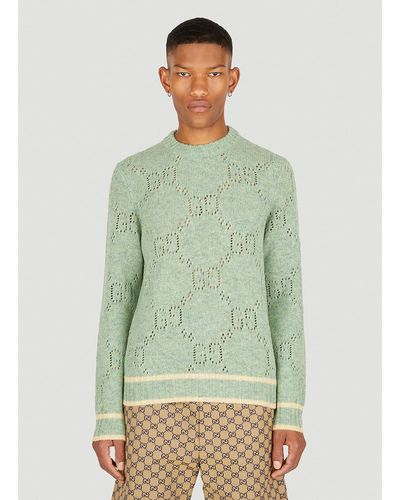 Gucci GG Perforated Jumper - Green