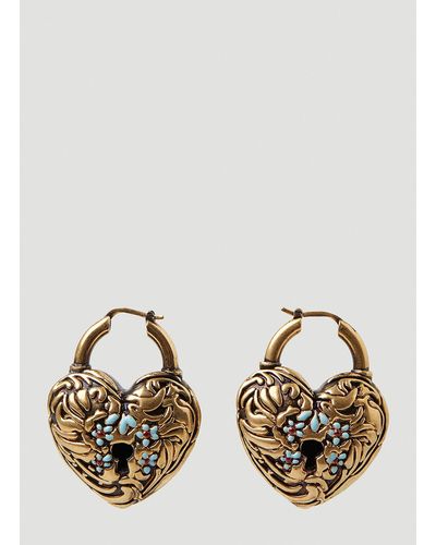 Acne Studios Embellished Heart Earrings - Metallic