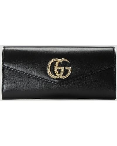 Gucci Double G Broadway Clutch Leather Black