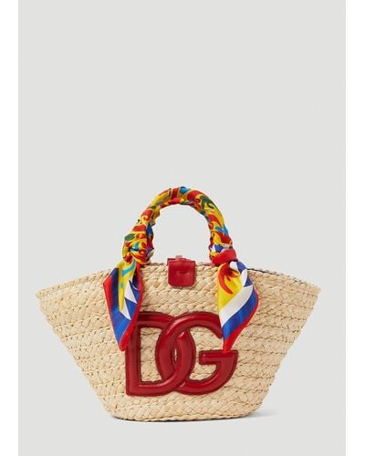 Dolce & Gabbana Kendra Straw Bag - Pink