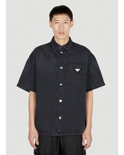 Prada Denim Triangle Shirt - Black