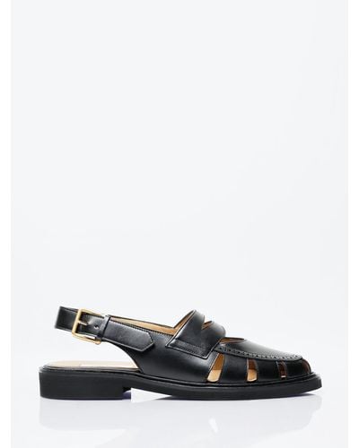 Thom Browne Cut-out Slingback Loafer Sandals - White