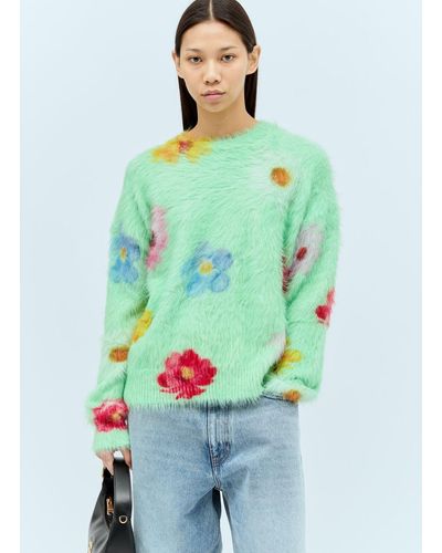 Acne Studios Printed Fluffy Sweater - Green