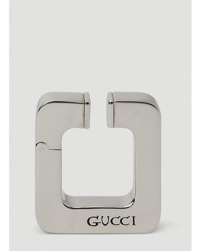 Gucci Logo Engraved Ear Cuff - White