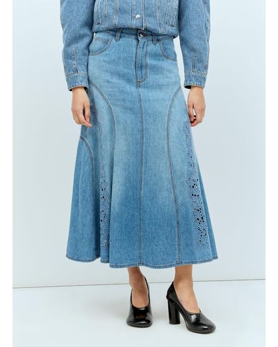 Chloé Flared Midi Skirt - Blue