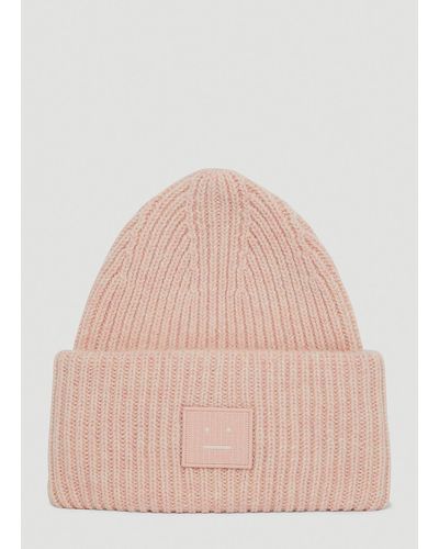 Acne Studios Face Patch Beanie Hat - Pink