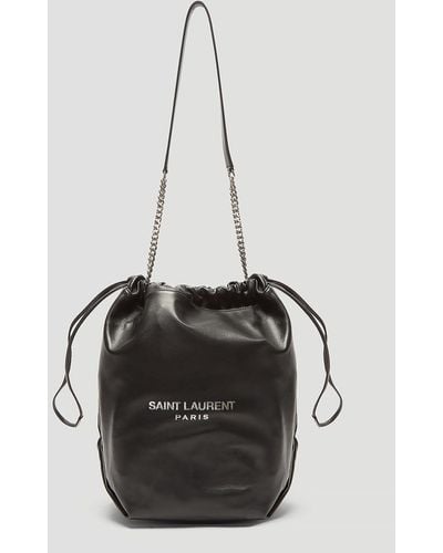 Saint Laurent Women's Black Teddy Leather Bucket Bag