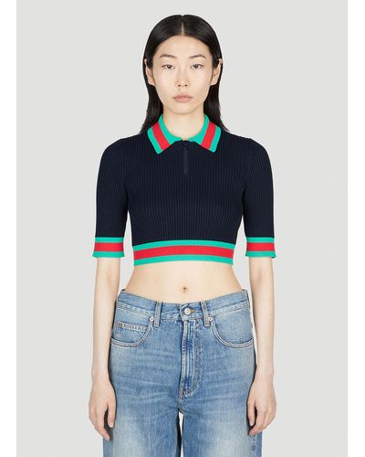 Gucci Cropped Polo Top - Blue