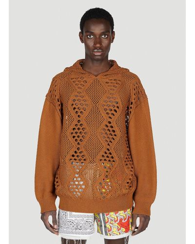 Children of the discordance Knit Hooded Sweater - Brown