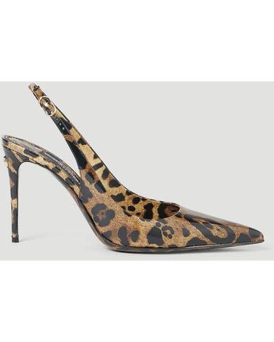 Dolce & Gabbana Kim Leopard Print Slingback Heels - Multicolour