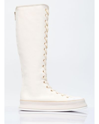 Max Mara Canvas Lace-up Boots - White