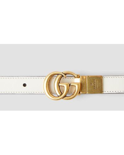 Gucci GG Marmont Reversible Thin Belt - White