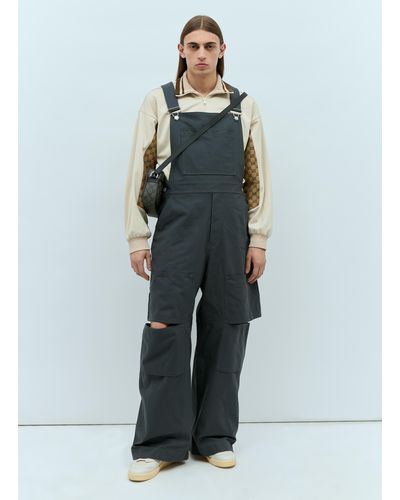 Gucci Logo Patch Dungarees - Blue