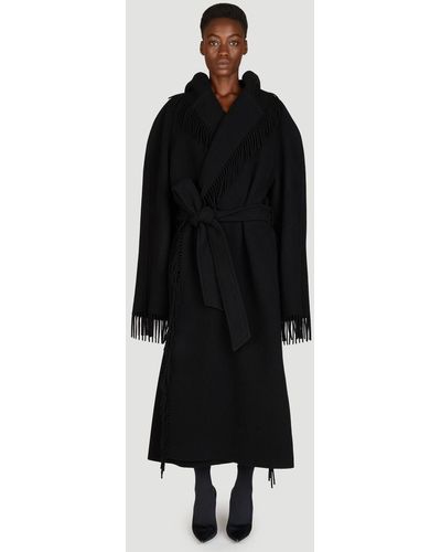 Balenciaga Fringe Coat - Black