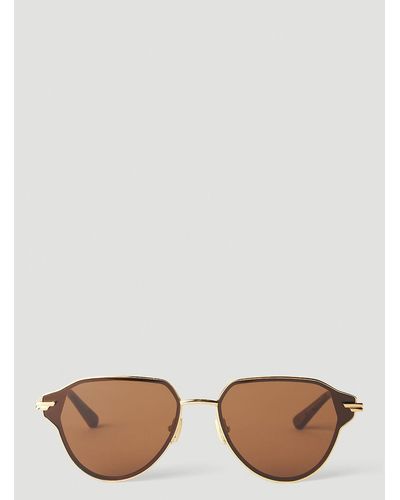 Bottega Veneta Navigator Frame Sunglasses - Metallic