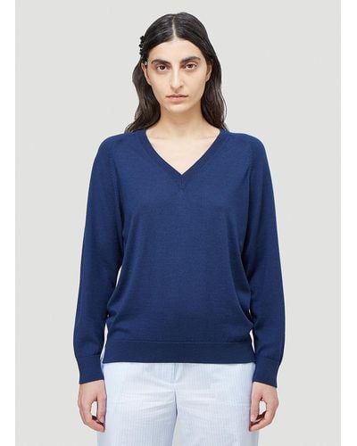 Simone Rocha V-neck Knit Sweatshirt - Blue