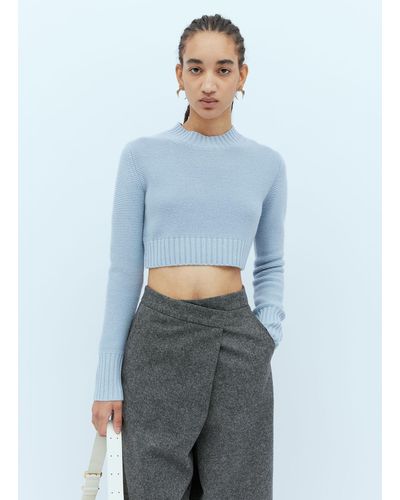Max Mara Cashmere Knit Crop Sweater - Blue