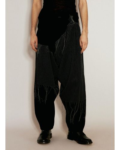 Yohji Yamamoto Embroidery Draped Trousers - Black