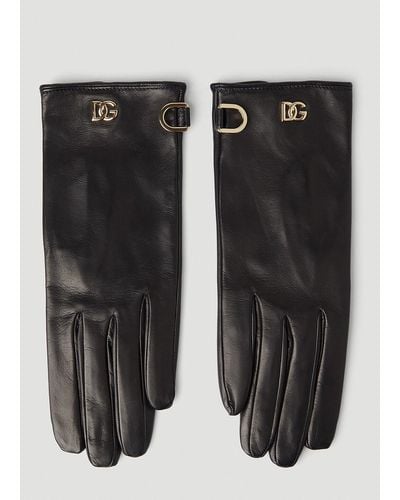 Dolce & Gabbana Logo Plaque Gloves - Black