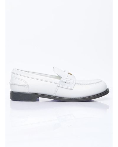 Miu Miu Leather Penny Loafers - White