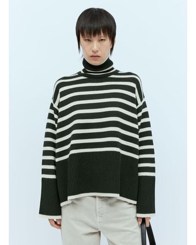 Totême Signature Stripe Roll Neck Sweater - Green