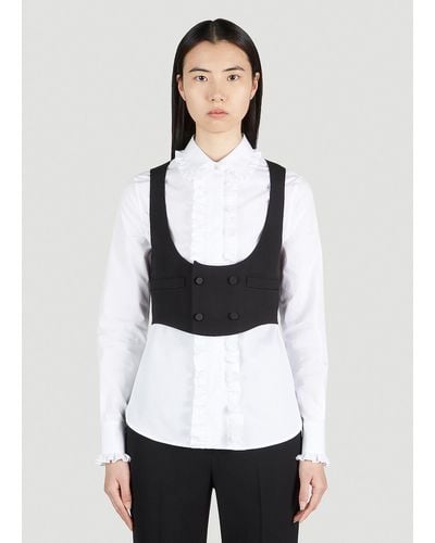 Saint Laurent Double Breasted Cropped Waistcoat - White