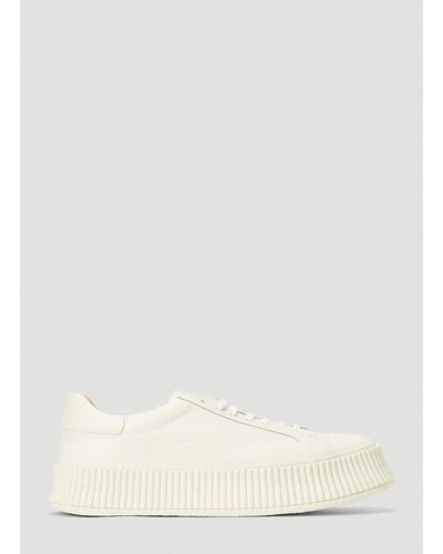 Jil Sander Ribbed-sole Leather Sneakers - Natural