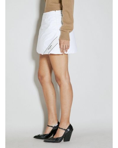 Prada Padded Logo Patch Mini Skirt - White