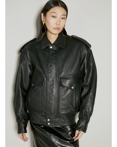 Saint Laurent Oversized Leather Jacket - Black