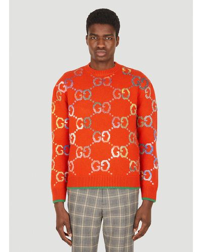 Gucci GG Jacquard Knit Sweater - Orange