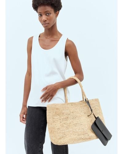 The Row Oregon Raffia Handbag - White