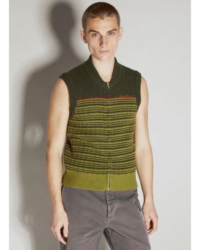 Marni Striped Wool Gilet - Green