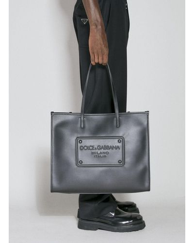 Dolce & Gabbana Embossed Logo Tote Bag - Gray