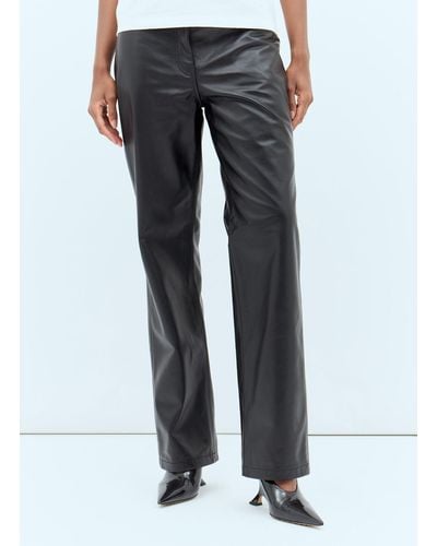 Totême Straight Leather Trousers - Blue