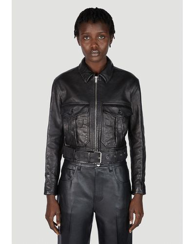 Saint Laurent Aviator Leather Jacket - Gray