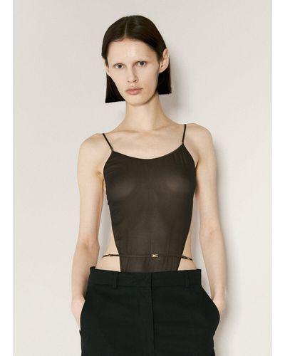 Saint Laurent Backless Georgette Bodysuit - Natural