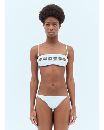 Gucci Logo Print Bikini Set - White