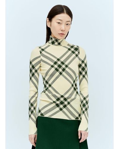Burberry Ribbed Check Jumper - Green