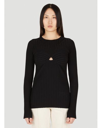Helmut Lang Ribbed Cut-out Top - Black