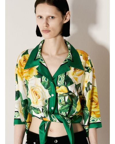 Dolce & Gabbana Cropped Silk Shirt - Green