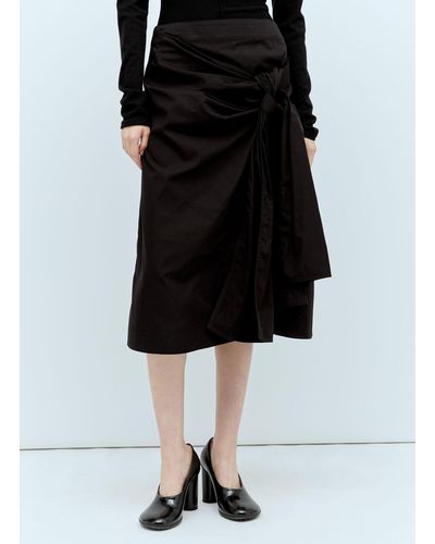 Bottega Veneta Knotted Midi Skirt - Black