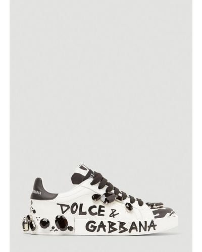 Dolce & Gabbana Portofino Zebra Sneakers - White