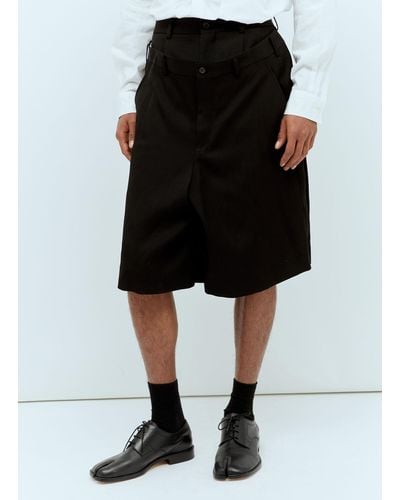 Comme des Garçons Draped Front Bermuda Shorts - Black
