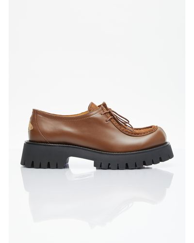 Gucci Bee Leather Lace-up Shoes - Brown