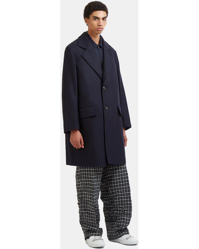 Marni Single-breasted Felted Wool Coat In Navy - Blue