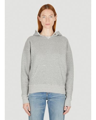Saint Laurent Distressed Hooded Sweatshirt - Grey