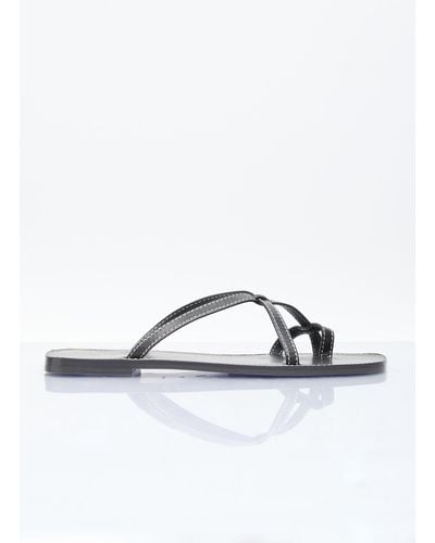 The Row Link Leather Sandals - Black